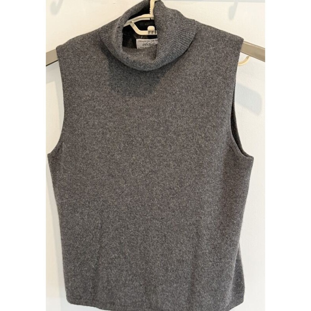 Lord & Taylor Sleeveless Turtleneck 100% Cashmere Sweater Dark Gray Size XL